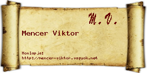Mencer Viktor névjegykártya